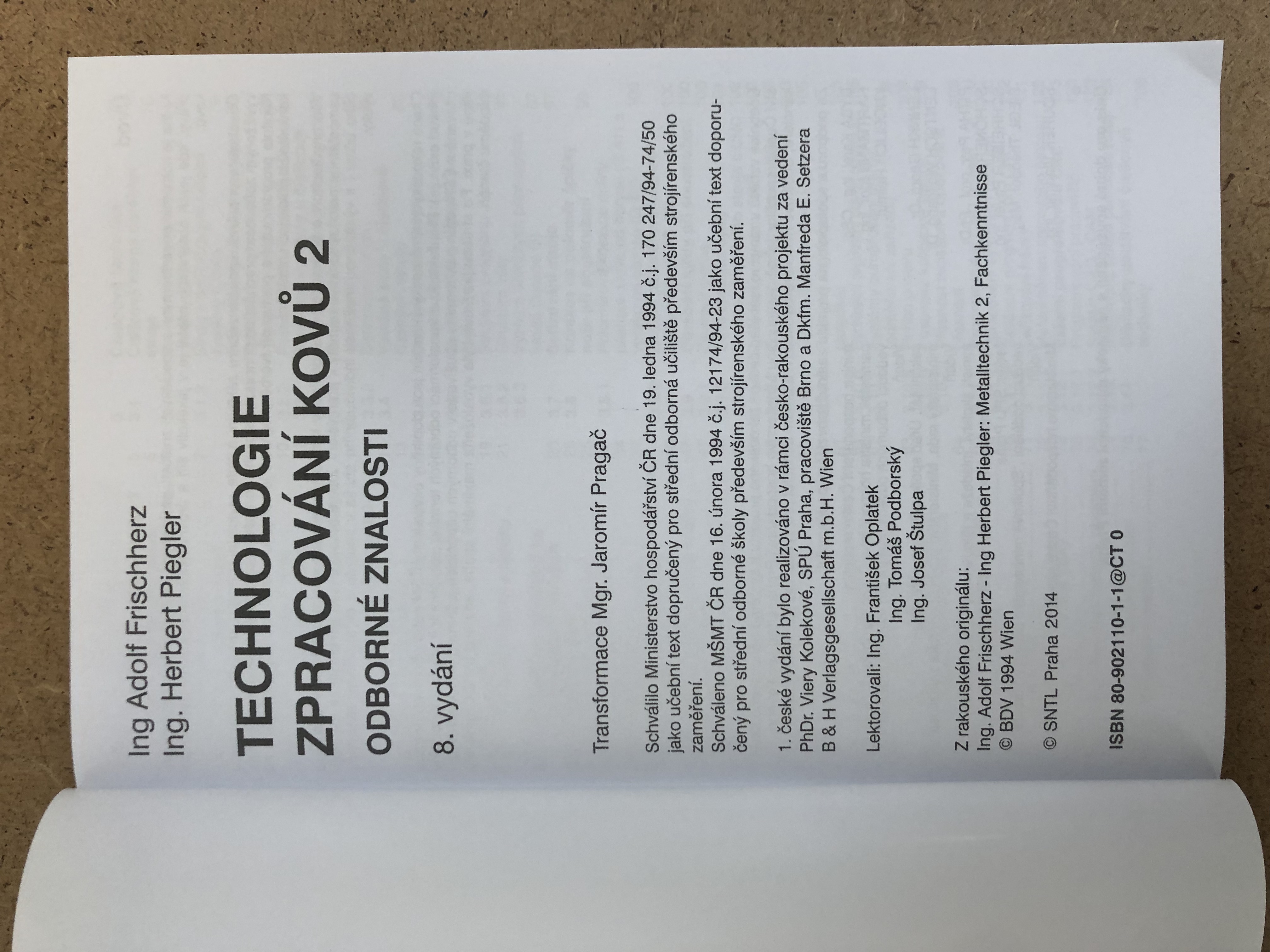 Technologie zpracování kovů 2 - odborné znalosti