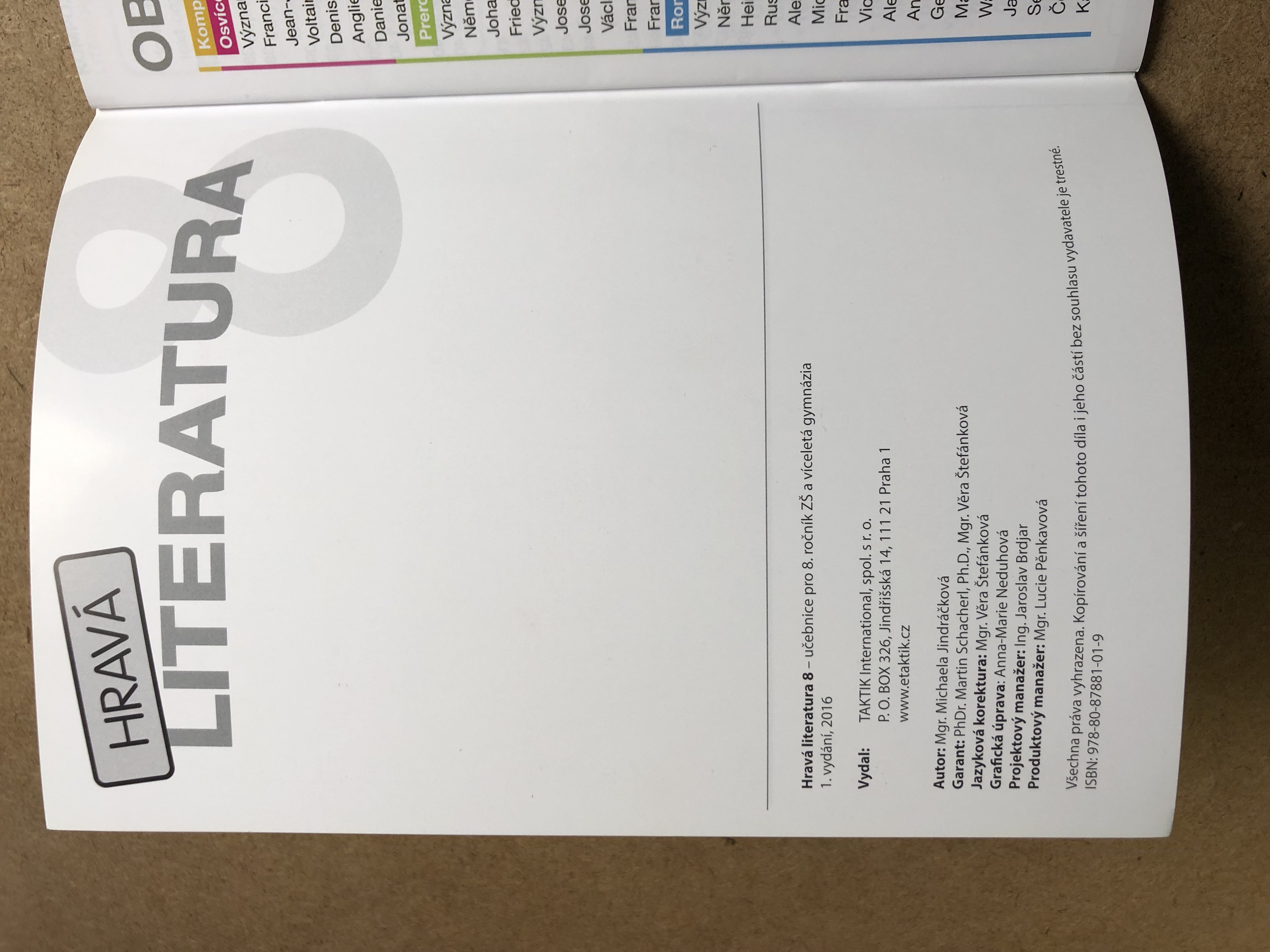 Hravá literatura 8 - učebnice